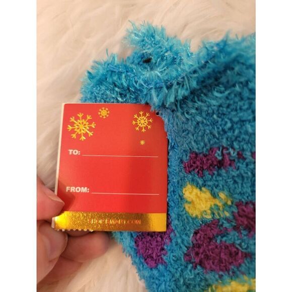 Joe Boxer 3 Pair Set of Fuzzy Women's Socks Zebra Cheetah Black Blue New - Picture 2 of 3